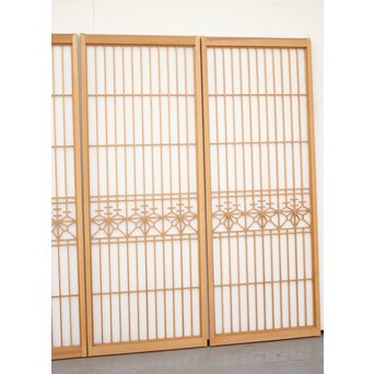 白木 障子付桐組子書院 4枚1組　R2437 