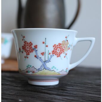 十三代 酒井田 柿右衛門 梅菊文珈琲碗 6客1組　P098 