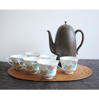 十三代 酒井田 柿右衛門 梅菊文珈琲碗 6客1組　P098 