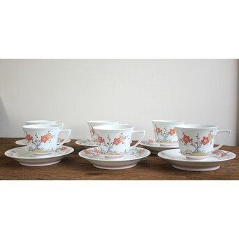 十三代 酒井田 柿右衛門 梅菊文珈琲碗 6客1組　P098 