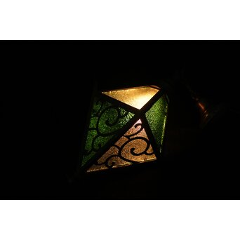 緑色ガラスの唐草文多角照明　A1929Y 