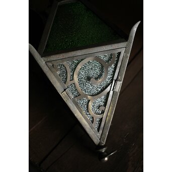 緑色ガラスの唐草文多角照明　A1929Y 