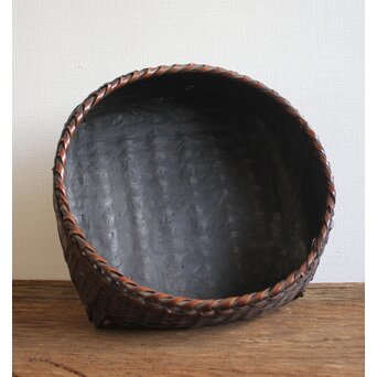 旭峯作 竹炭籠　U064 