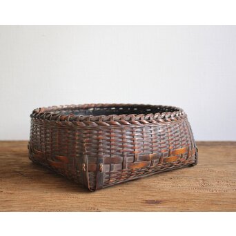 旭峯作 竹炭籠　U064