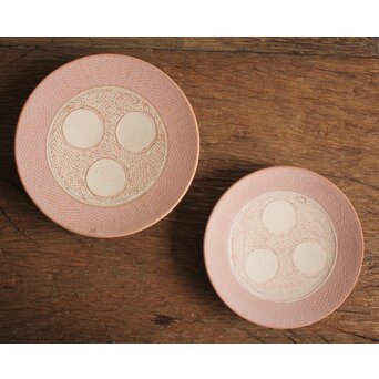 未完成作品 島岡達三 素焼き 皿/碗皿 2枚1組　P099