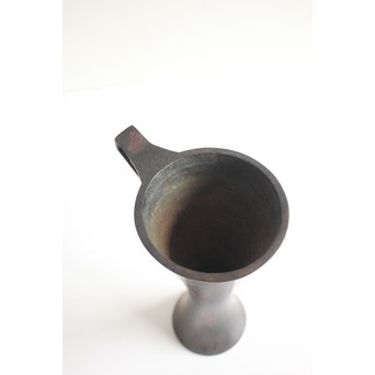 真藤真山 斑紫銅製 杓立/花瓶 佐渡銅器　M100 