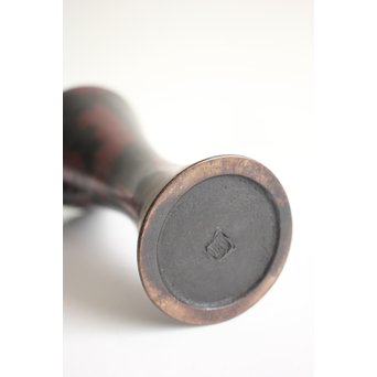 真藤真山 斑紫銅製 杓立/花瓶 佐渡銅器　M100 