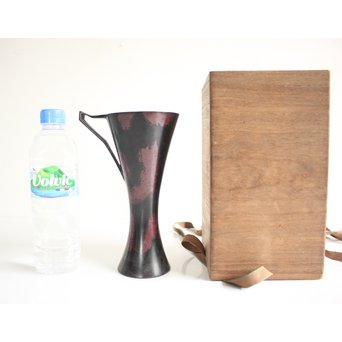 真藤真山 斑紫銅製 杓立/花瓶 佐渡銅器　M100 