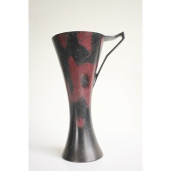 真藤真山 斑紫銅製 杓立/花瓶 佐渡銅器　M100