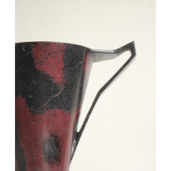 真藤真山 斑紫銅製 杓立/花瓶 佐渡銅器　M100 