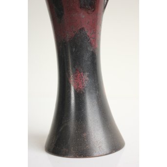 真藤真山 斑紫銅製 杓立/花瓶 佐渡銅器　M100 