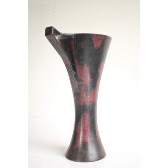 真藤真山 斑紫銅製 杓立/花瓶 佐渡銅器　M100 