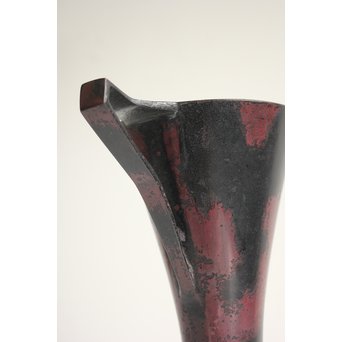 真藤真山 斑紫銅製 杓立/花瓶 佐渡銅器　M100 