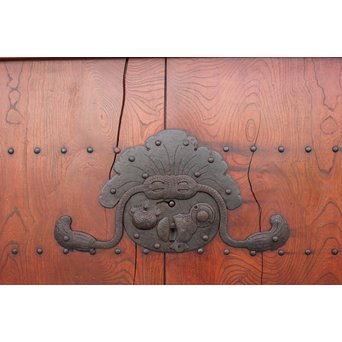 総欅巾着金具格子蔵戸　W942 