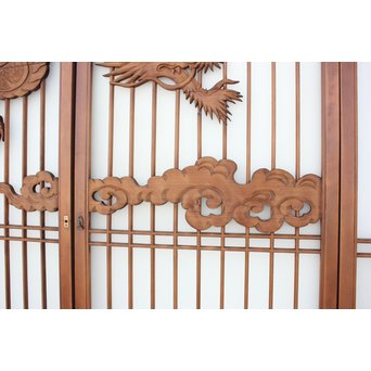 龍木彫大型書院 4枚1組　R2438 