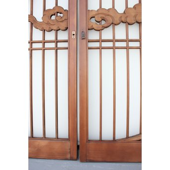 龍木彫大型書院 4枚1組　R2438 