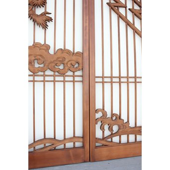 龍木彫大型書院 4枚1組　R2438 