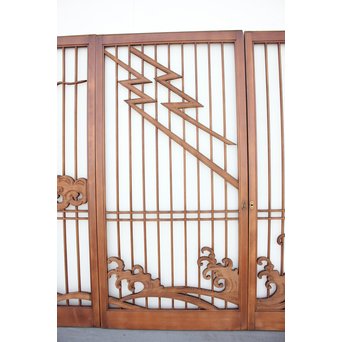 龍木彫大型書院 4枚1組　R2438 