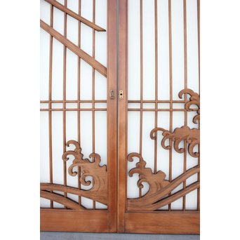 龍木彫大型書院 4枚1組　R2438 