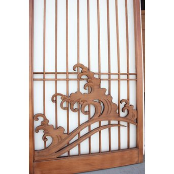 龍木彫大型書院 4枚1組　R2438 