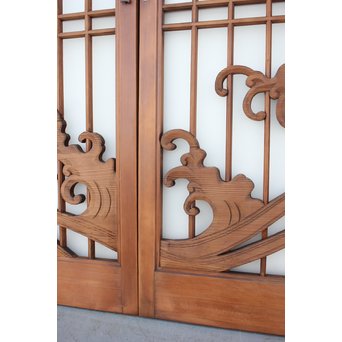 龍木彫大型書院 4枚1組　R2438 