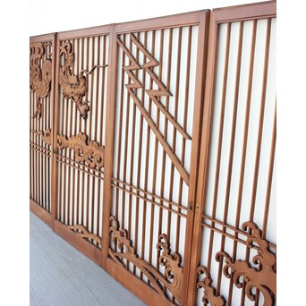 龍木彫大型書院 4枚1組　R2438 