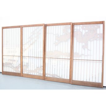 龍木彫大型書院 4枚1組　R2438 