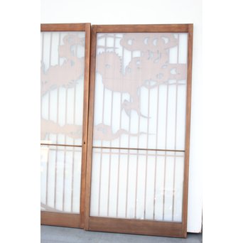 龍木彫大型書院 4枚1組　R2438 