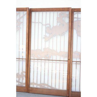 龍木彫大型書院 4枚1組　R2438 