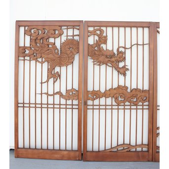 龍木彫大型書院 4枚1組　R2438 