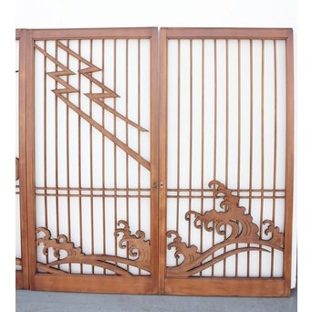 龍木彫大型書院 4枚1組　R2438 