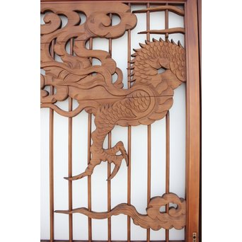 龍木彫大型書院 4枚1組　R2438 