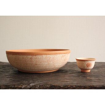 未完成作品 島岡達三 素焼き 猪口/菓子皿 2枚1組　P101