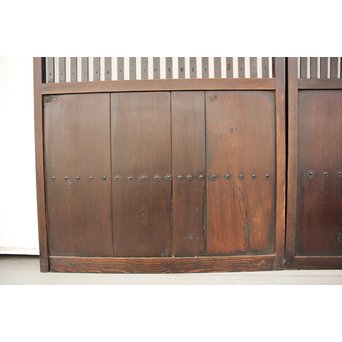 時代飴色民藝格子戸 2枚1組　L968 