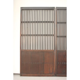 時代飴色民藝格子戸 2枚1組　L968 