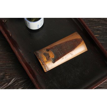 時代竹彫茶合/茶箕　U065 