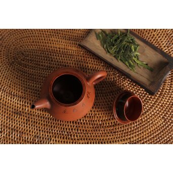 二代 山田常山 蟹図 常滑朱泥茶壷/急須/茶壺 P105 