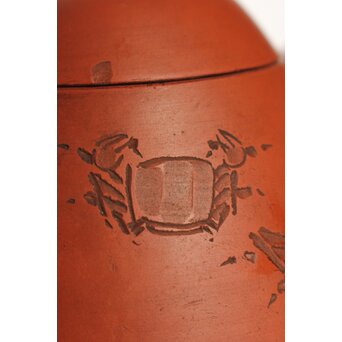 二代 山田常山 蟹図 常滑朱泥茶壷/急須/茶壺 P105 