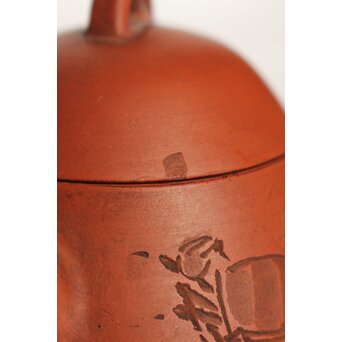 二代 山田常山 蟹図 常滑朱泥茶壷/急須/茶壺 P105 