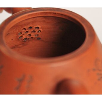 二代 山田常山 蟹図 常滑朱泥茶壷/急須/茶壺 P105 