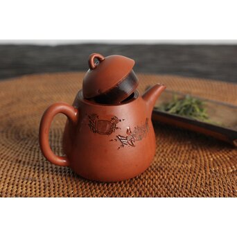 二代 山田常山 蟹図 常滑朱泥茶壷/急須/茶壺 P105 
