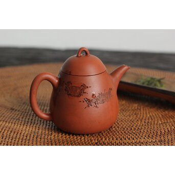 二代 山田常山 蟹図 常滑朱泥茶壷/急須/茶壺 P105 