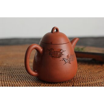 二代 山田常山 蟹図 常滑朱泥茶壷/急須/茶壺 P105 