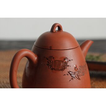 二代 山田常山 蟹図 常滑朱泥茶壷/急須/茶壺 P105 