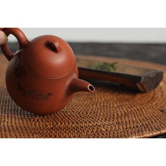 二代 山田常山 蟹図 常滑朱泥茶壷/急須/茶壺 P105 