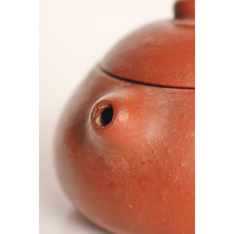 清末 昇軒款 朱泥梨皮文旦壺 /急須/茶壷　P106 