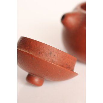 清末 昇軒款 朱泥梨皮文旦壺 /急須/茶壷　P106 