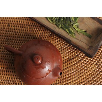 清末 昇軒款 朱泥梨皮文旦壺 /急須/茶壷　P106 