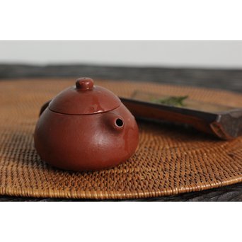 清末 昇軒款 朱泥梨皮文旦壺 /急須/茶壷　P106 
