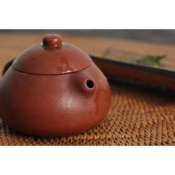 清末 昇軒款 朱泥梨皮文旦壺 /急須/茶壷　P106 